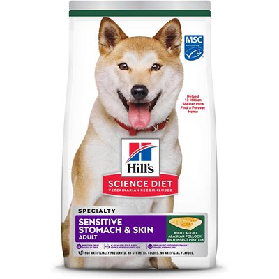 Hill's Science Diet Estomac & Peau Sensible Chien Goberge Durable, Orge & Farine d'Insectes 12 LB