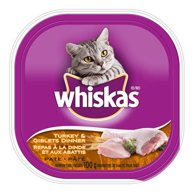 Whiskas Chat Adulte Pâté à la Dinde et aux Abattis 24 / 100g