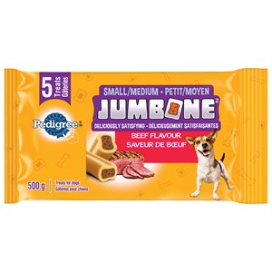 Pedigree Gâteries pour Chiens « Jumbone » Petit / Moyen Saveur de Boeuf 500g Paquet de 5