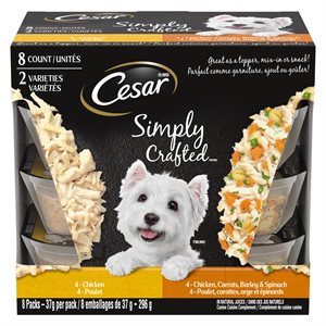 Cesar Simply Crafted Poulet & Poulet / Carottes / Orge Emballage Varié 2 x 8 / 37g