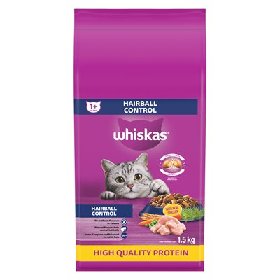 Whiskas Chat Adulte Contrôle des Boules de Poils avec Poulet 1.5KG