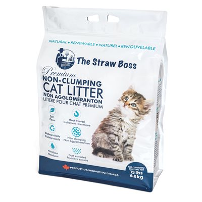 The Straw Boss Litière Qualité Supérieure Non-Agglomérante pour Chats 15LBS